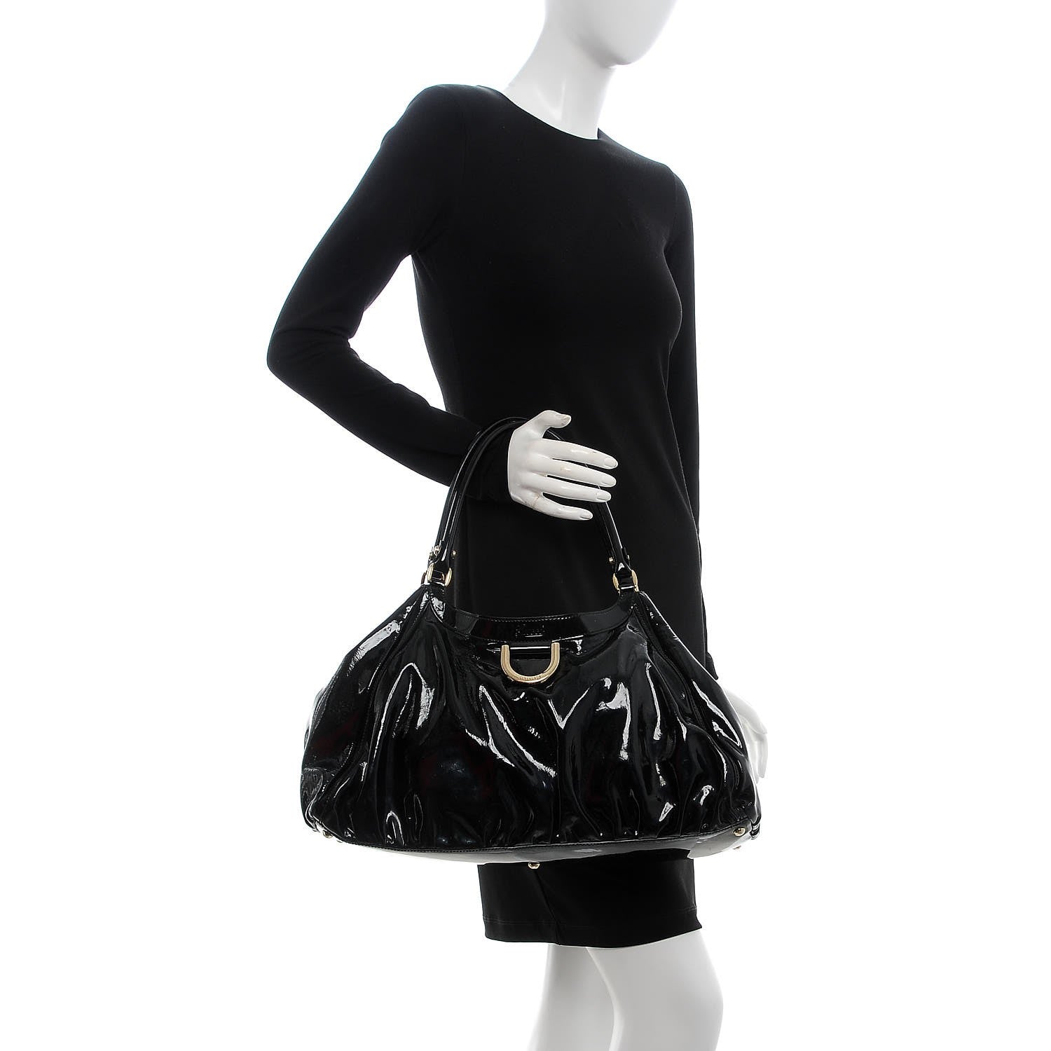 Gucci Patent Large D Ring Tote Black 2 of 7