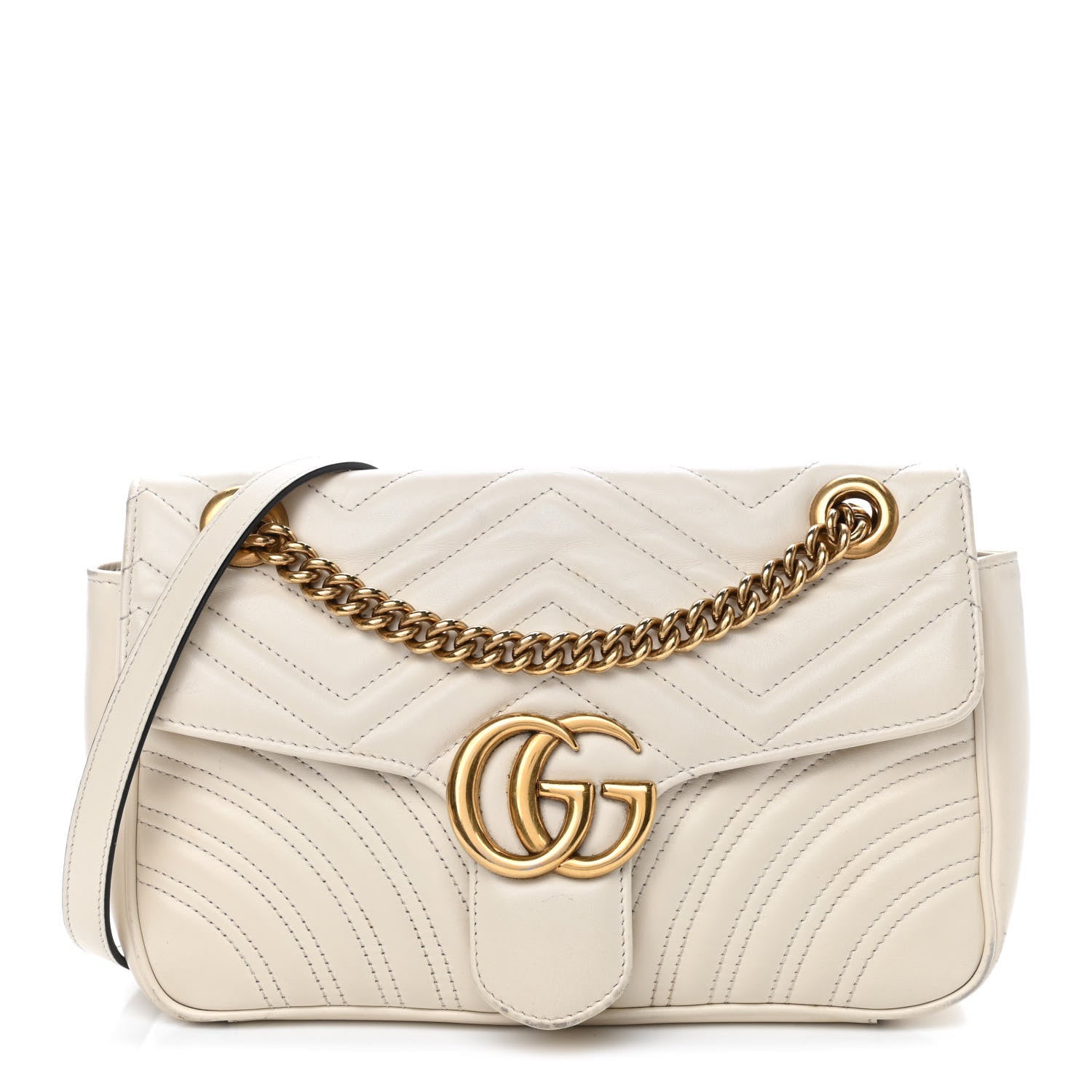 Gucci Calfskin Matelasse Small GG Marmont Shoulder Bag White 1 of 10