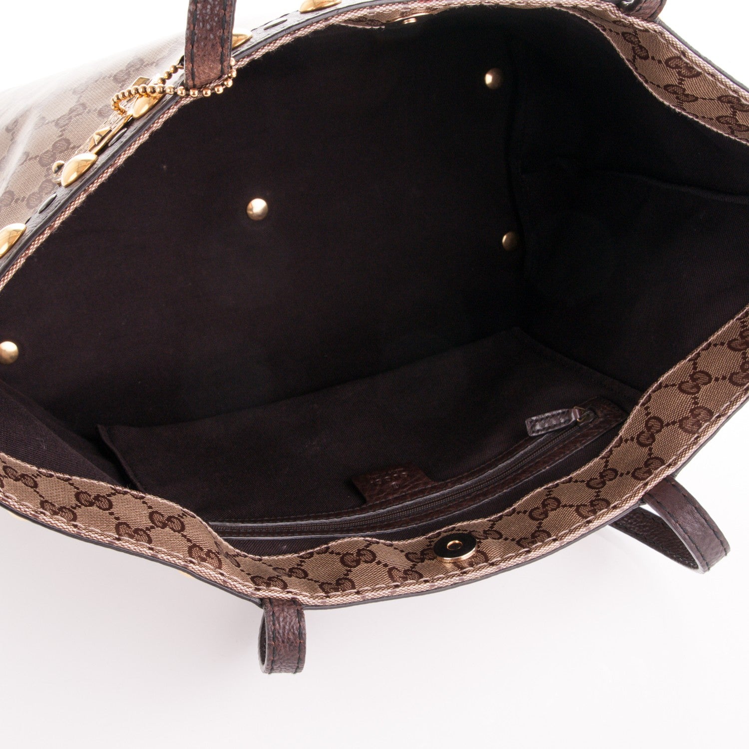 Gucci Crystal Monogram Medium Babouska Shopping Tote Dark Brown 5 of 7