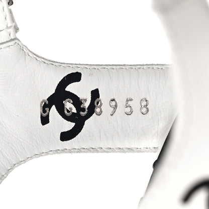 Chanel Printed Lambskin Coco Beach Platform Sandals 40 White Black 8 of 9