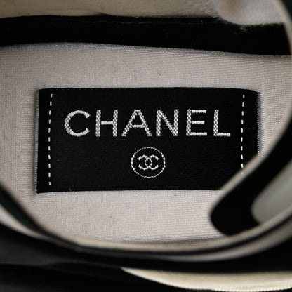 Chanel Lycra Womens CC Sneakers 39.5 White Black 5 of 8