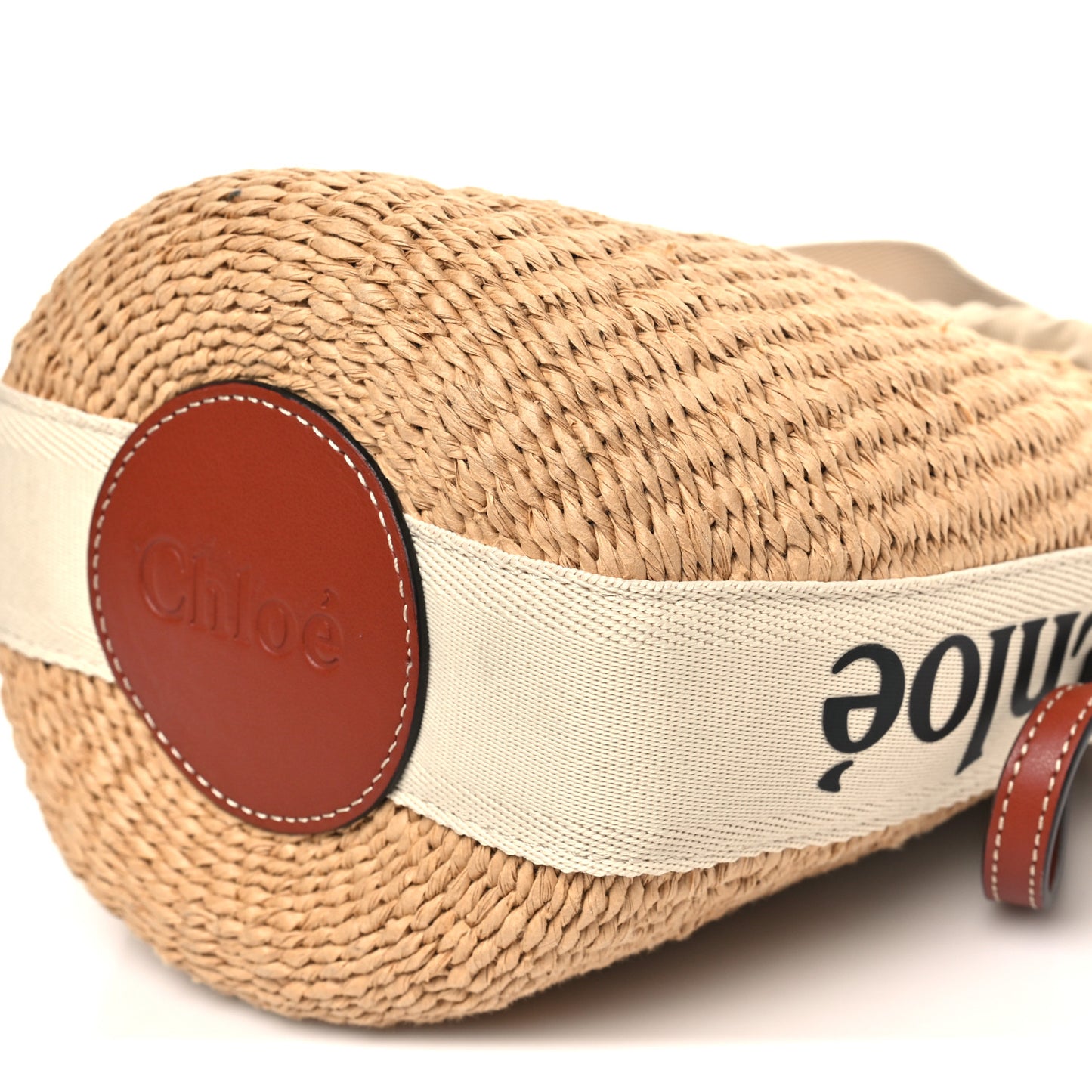 X MIFUKO Raffia Calfskin Small Woody Basket Shoulder Bag Black Beige