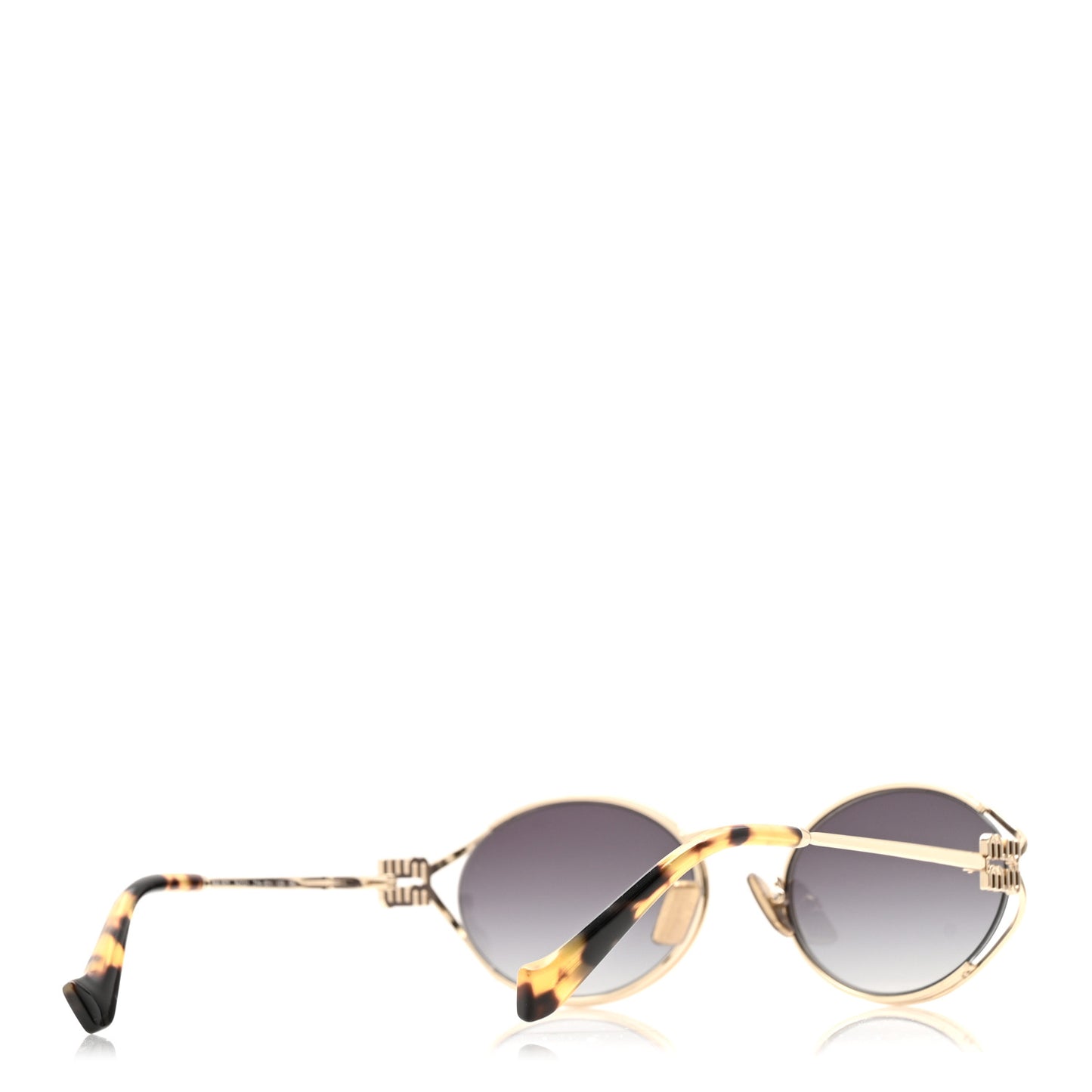 Metal Oval Sunglasses SMU52Y Black Silver