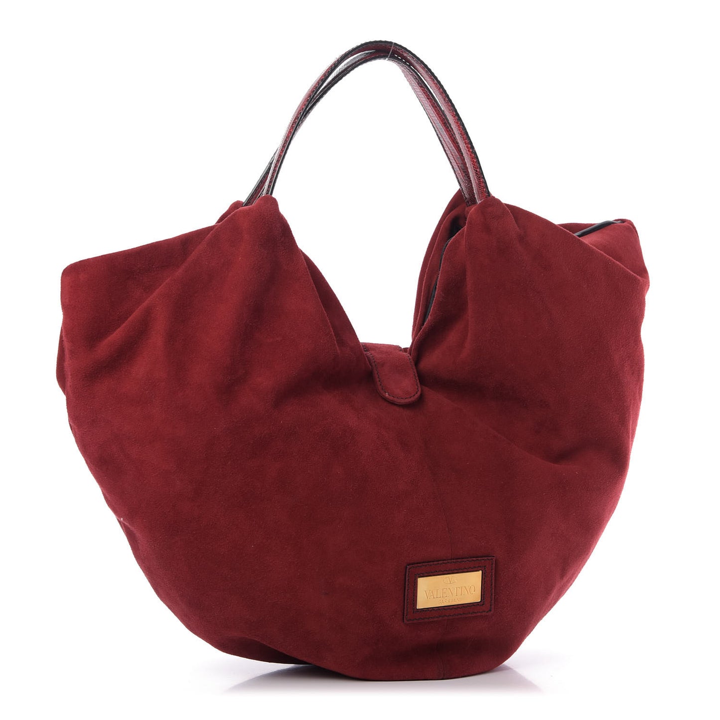 Suede Bow Hobo Dark Red
