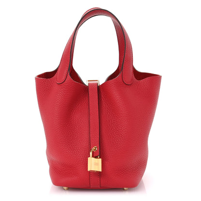 Hermes Taurillon Clemence Picotin Lock 18 PM  Rouge Casaque 1 of 11