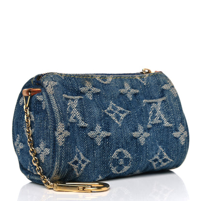 Louis Vuitton Monogram Denim Pochette Speedy PM Key Holder Blue 2 of 7