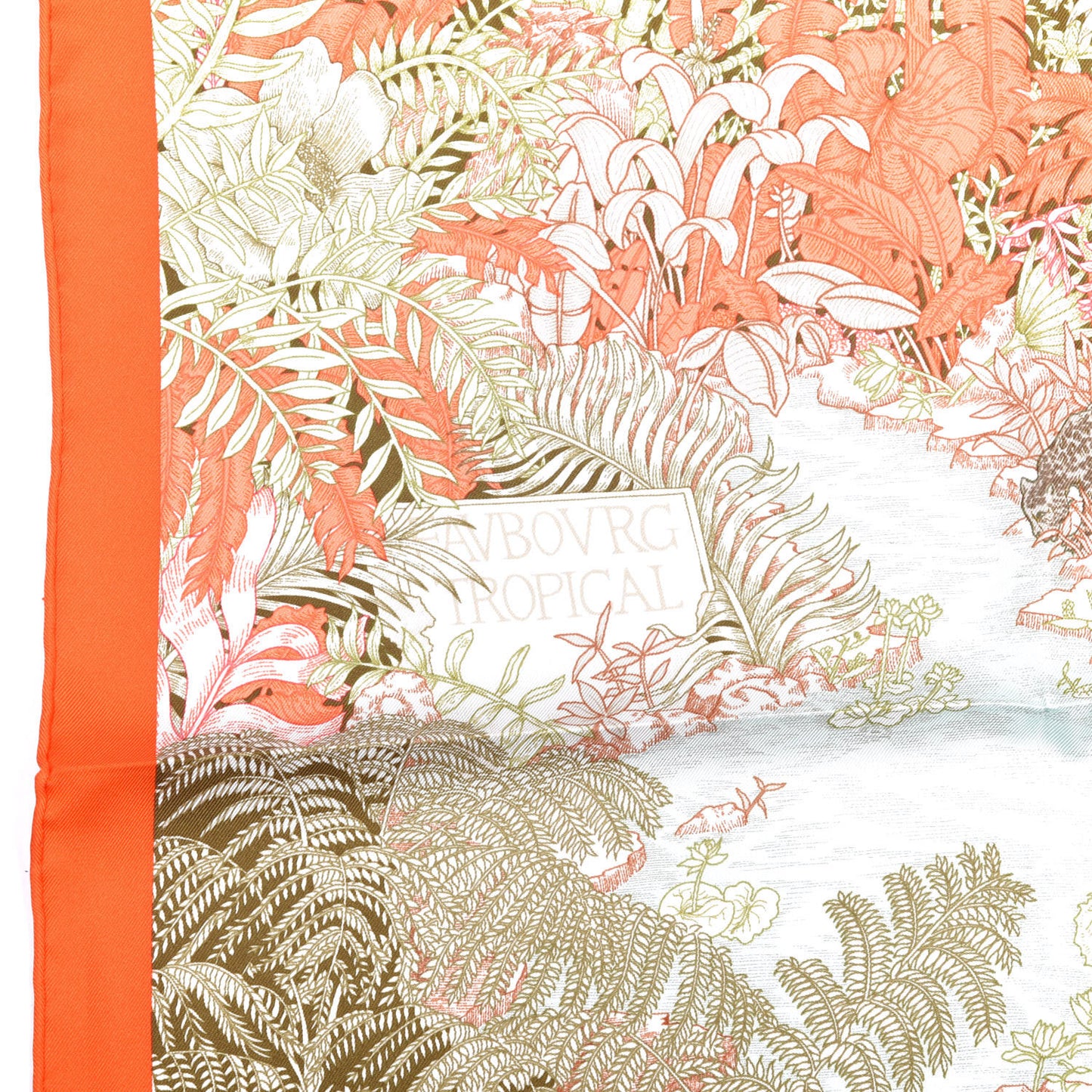 Silk Faubourg Tropical Scarf 90 Orange Kaki Saumon