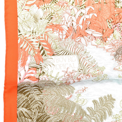 Hermes Silk Faubourg Tropical Scarf 90 Orange Kaki Saumon 5 of 6