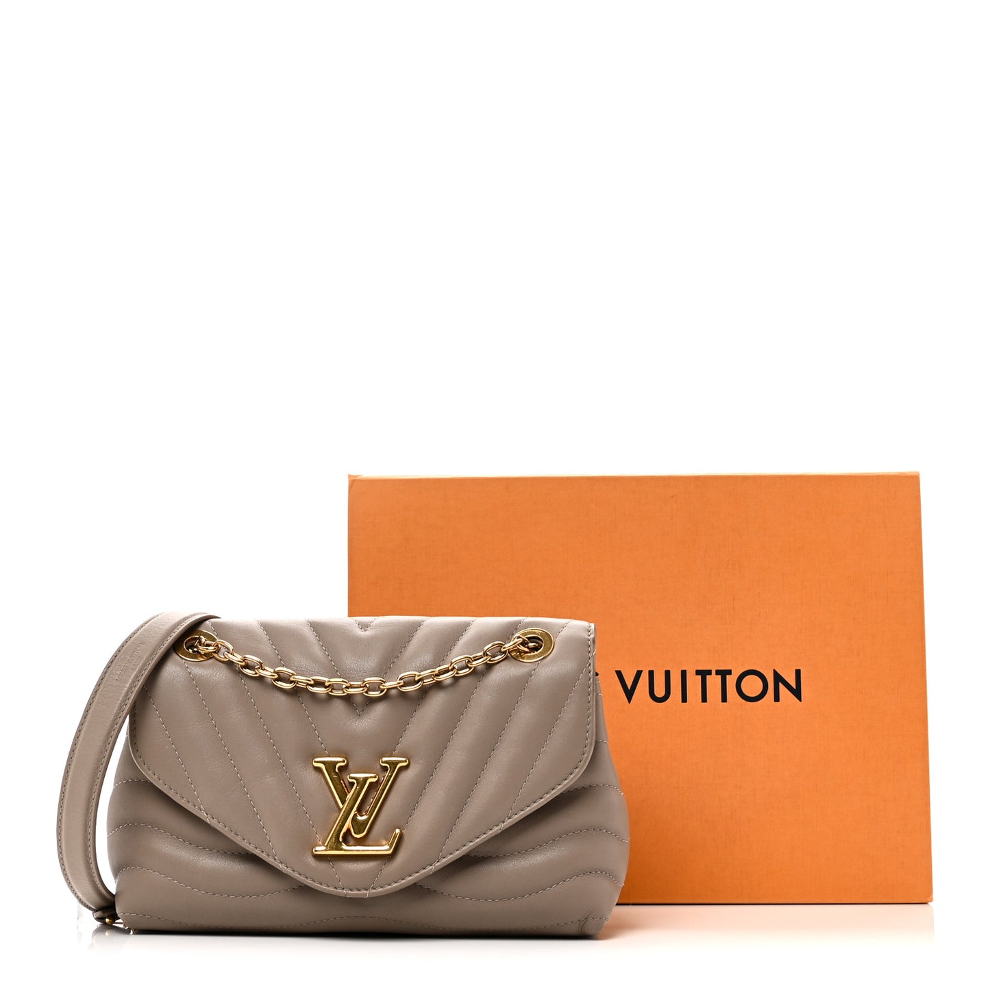 Calfskin LV New Wave Chain Bag Taupe
