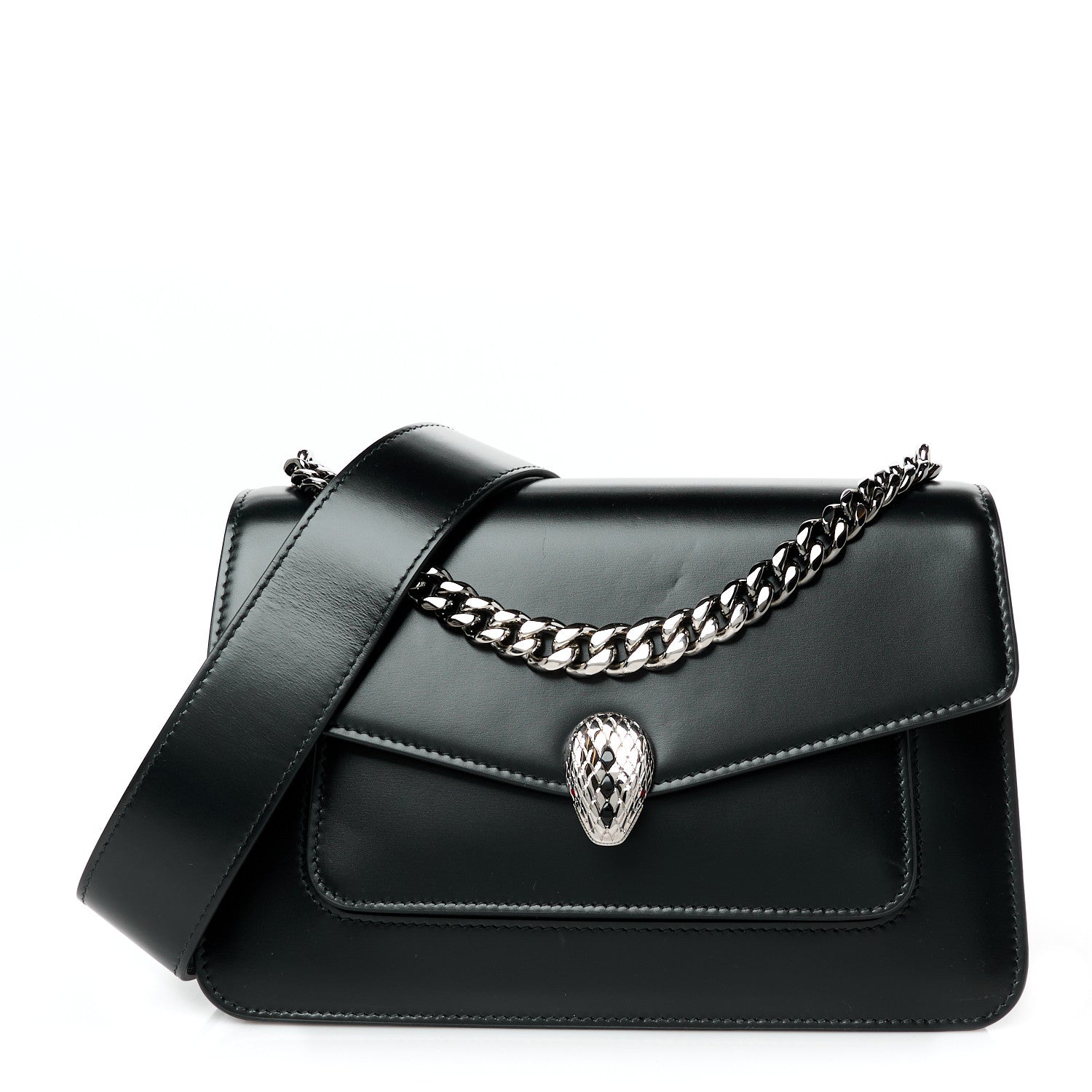 Bulgari Nappa Serpenti Forever Large Maxi Chain Crossbody Bag Black 1 of 11