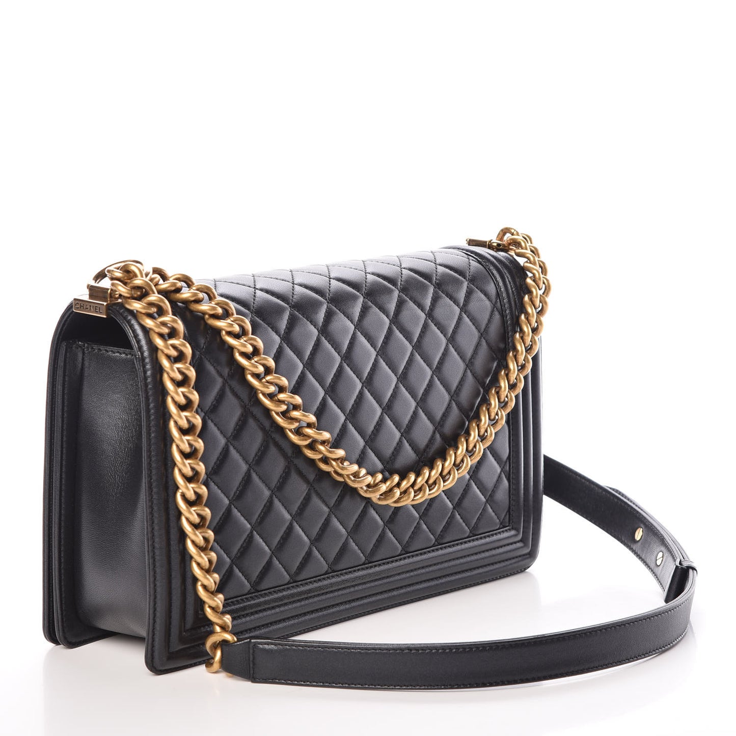 Lambskin Quilted New Medium Boy Flap Black