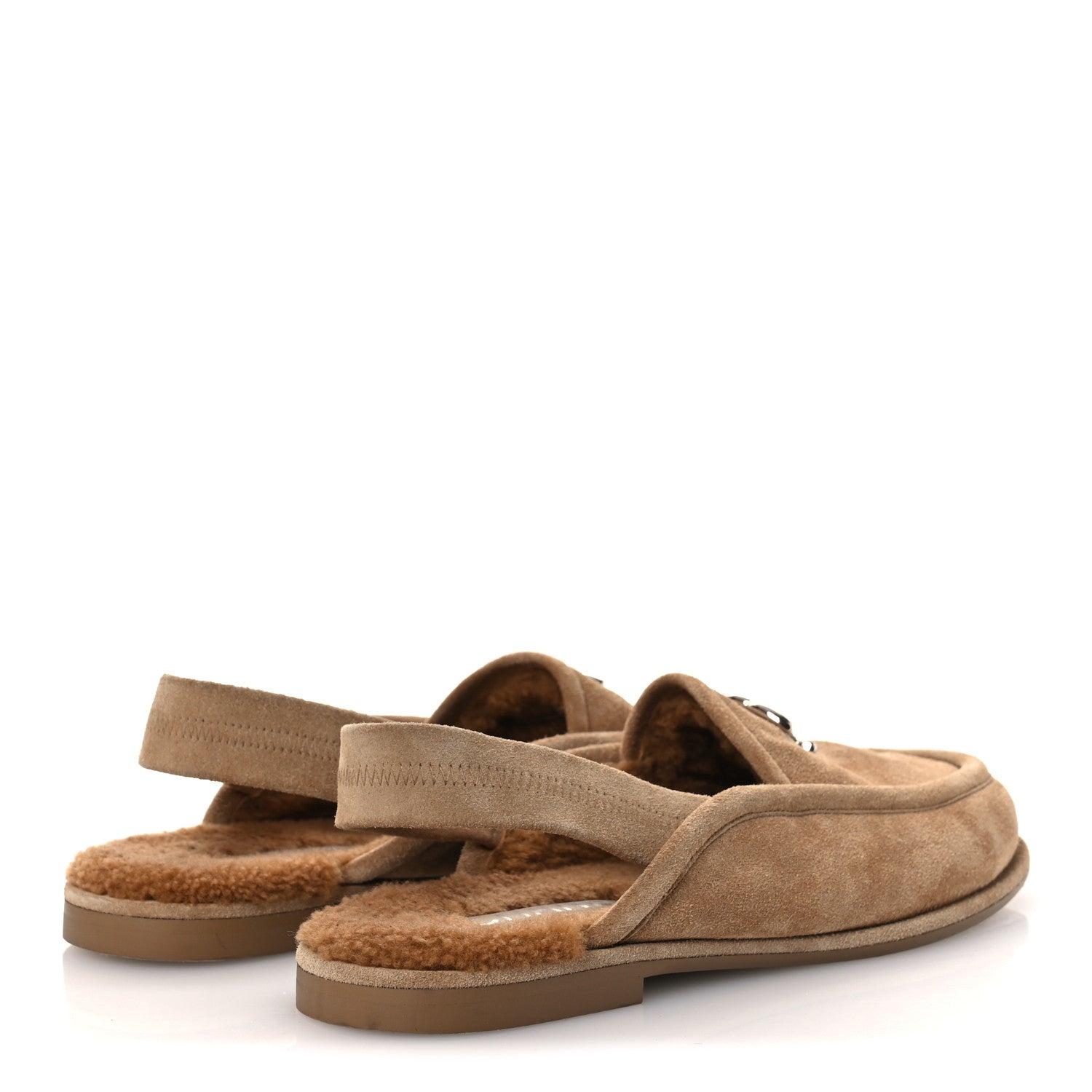 Chanel Suede Calfskin CC Slingback Loafers 38.5 Dark Beige 5 of 10