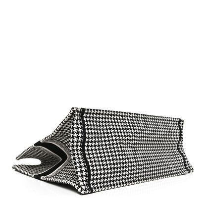 Christian Dior Canvas Houndstooth Embroidered Book Tote Black White 4 of 10