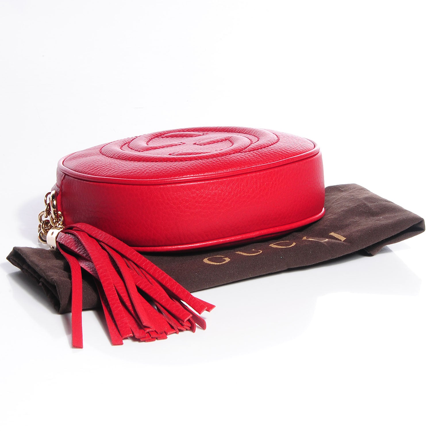 Gucci Pebbled Calfskin Mini Soho Chain Bag Tabasco Red 4 of 10