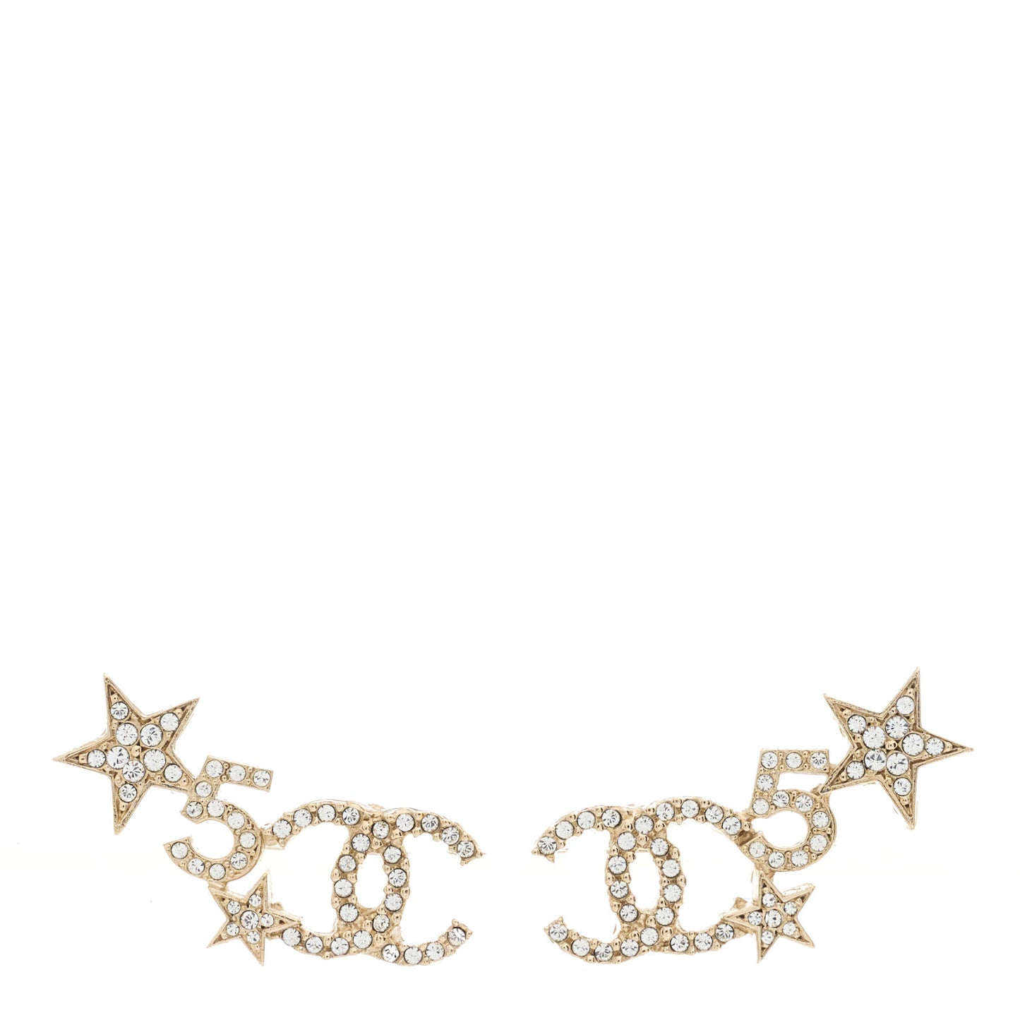 Crystal Star 5 CC Earrings Gold