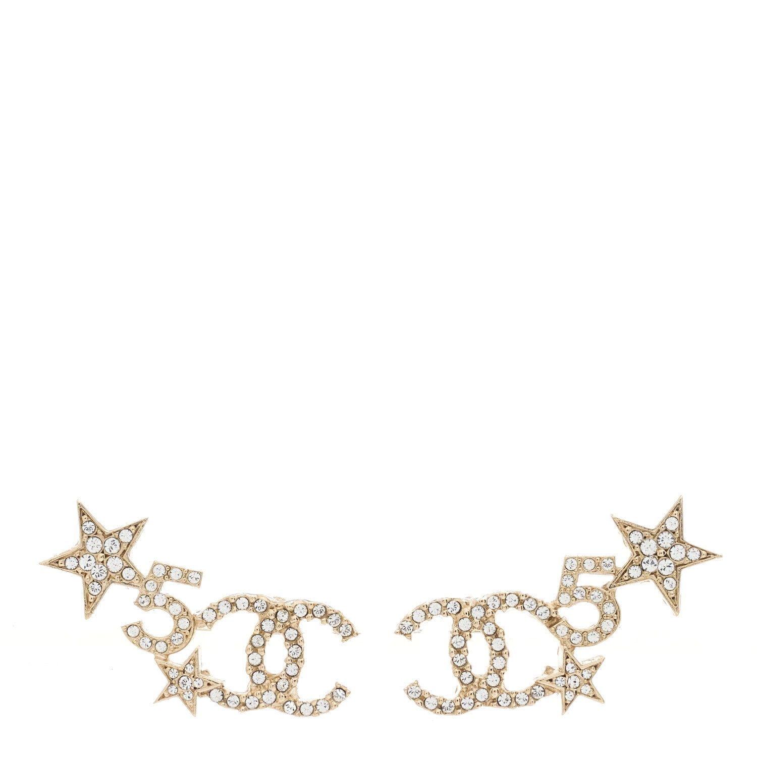 Chanel Crystal Star 5 CC Earrings Gold 1 of 5
