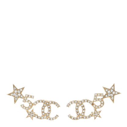 Chanel Crystal Star 5 CC Earrings Gold 1 of 5