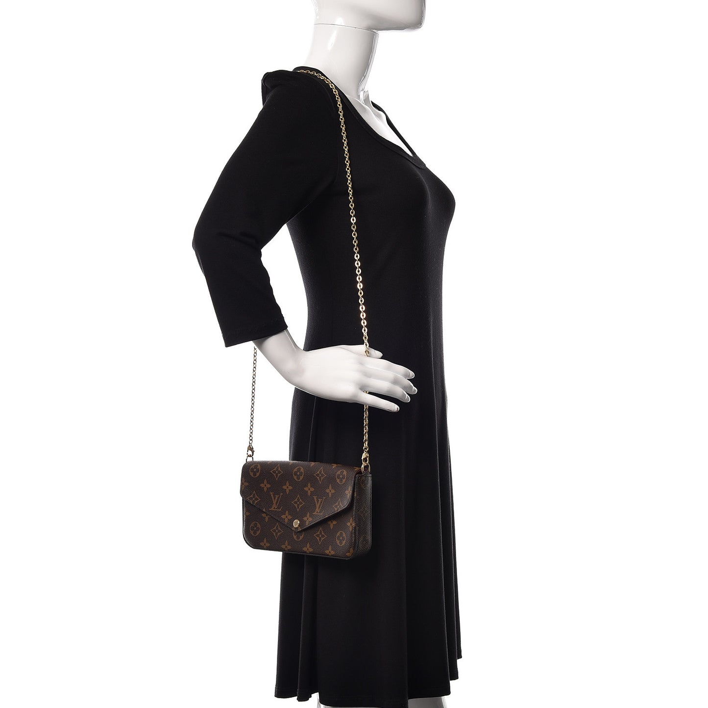 Monogram Pochette Felicie Chain Wallet Fuchsia