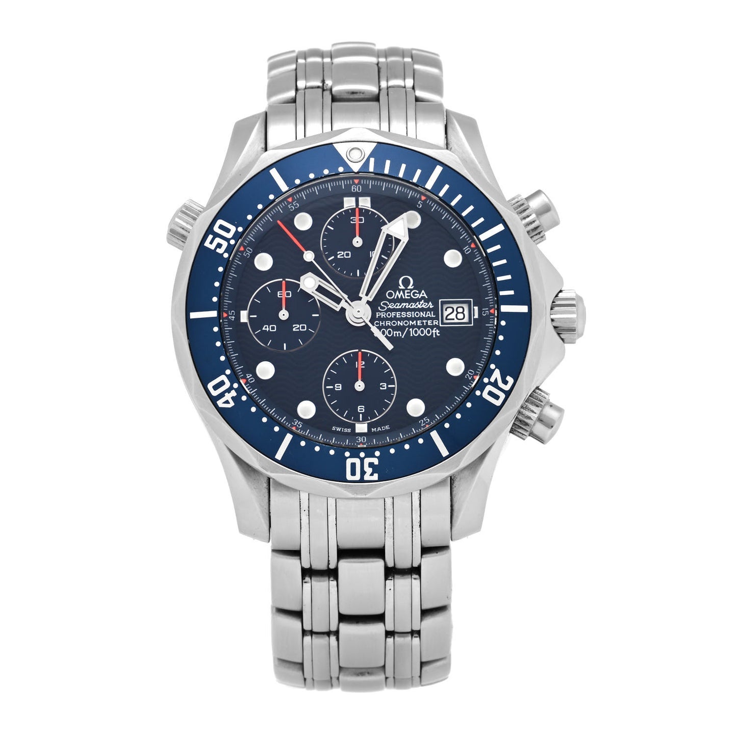 Stainless Steel 42mm Seamaster 300M Chronograph Diver Automatic Watch Blue 2599.80.00