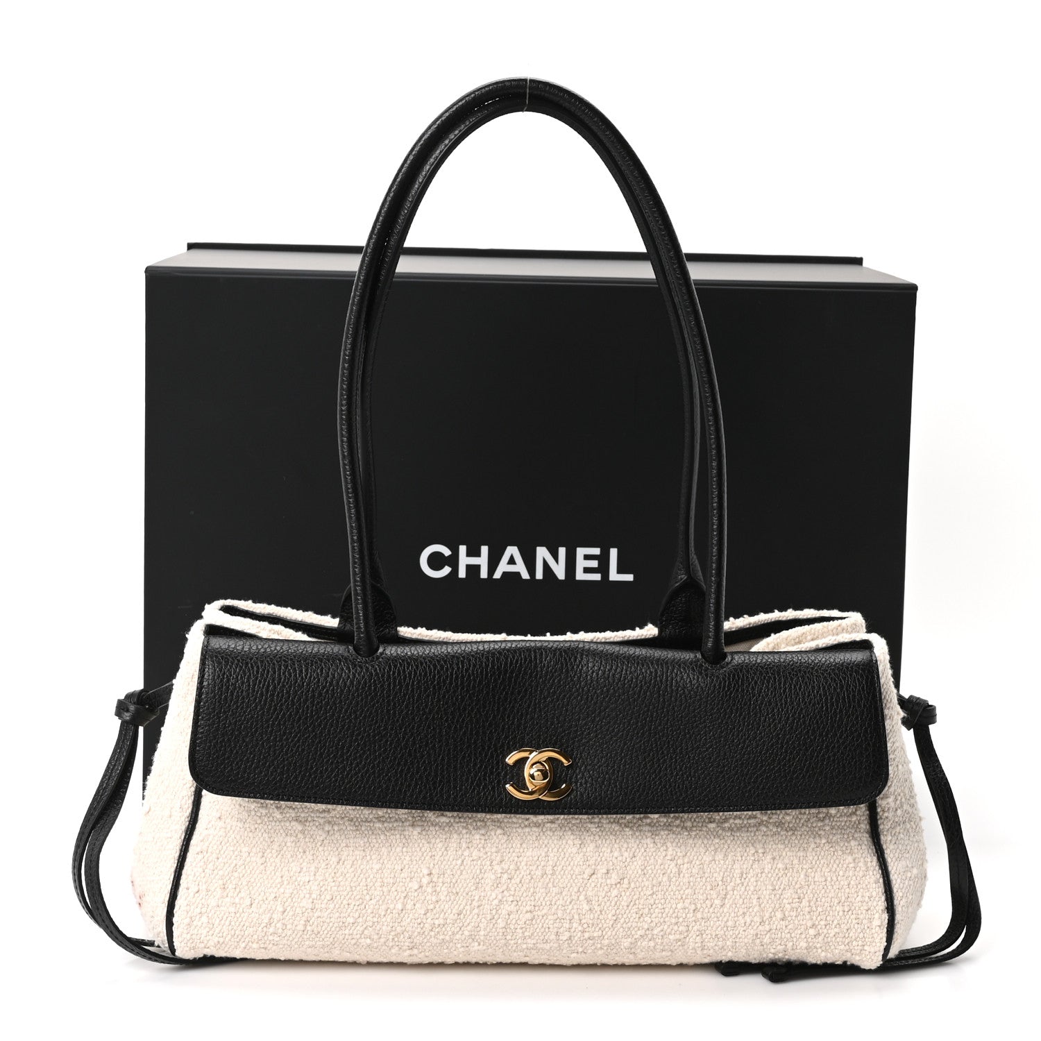 Chanel Grained Calfskin Boucle Urban Essentials Small Shopping Bag Ecru Black 11 of 11
