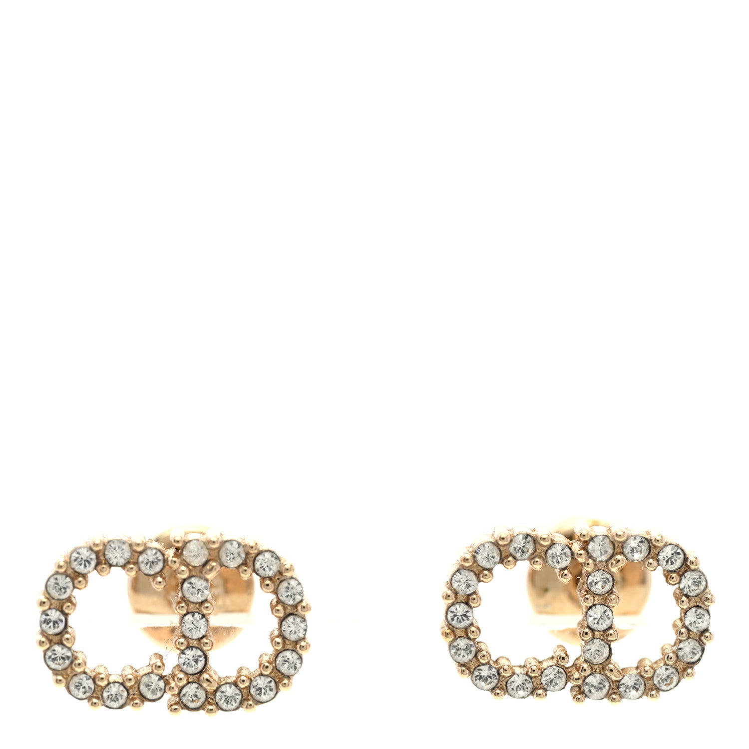 Christian Dior Strass Crystal CD Earrings Gold 1 of 4