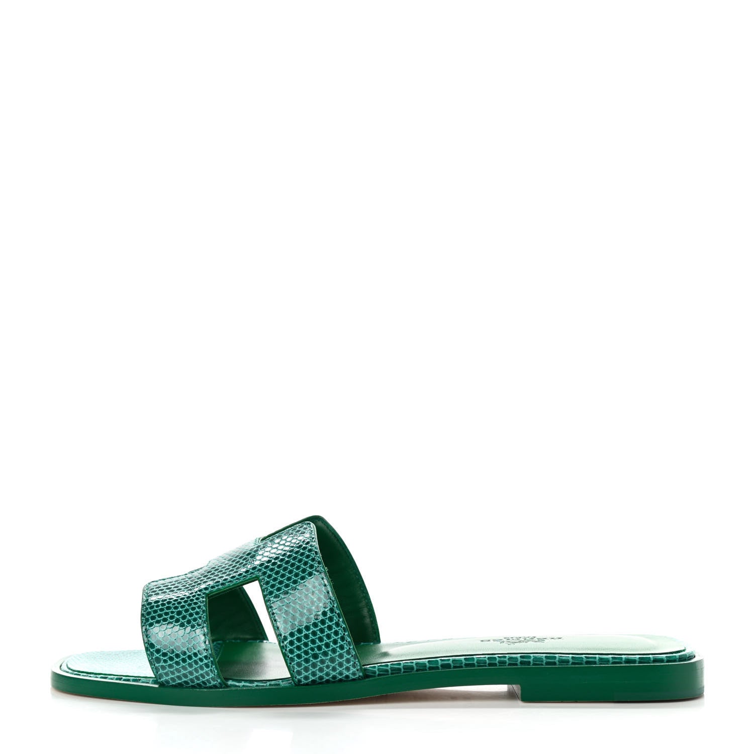 Hermes Lizard Oran Sandals 36.5 Vert Emeraude 1 of 8