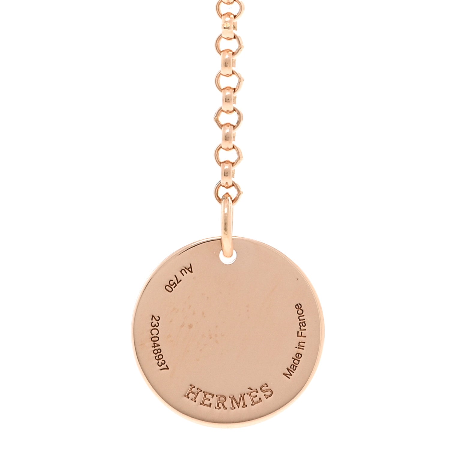 Hermes 18K Rose Gold Diamond MM Ex-Libris Pendant Necklace 4 of 5