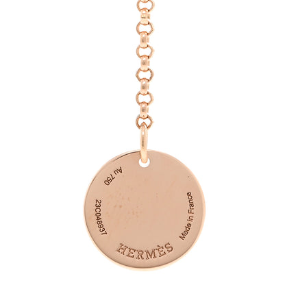 Hermes 18K Rose Gold Diamond MM Ex-Libris Pendant Necklace 4 of 5