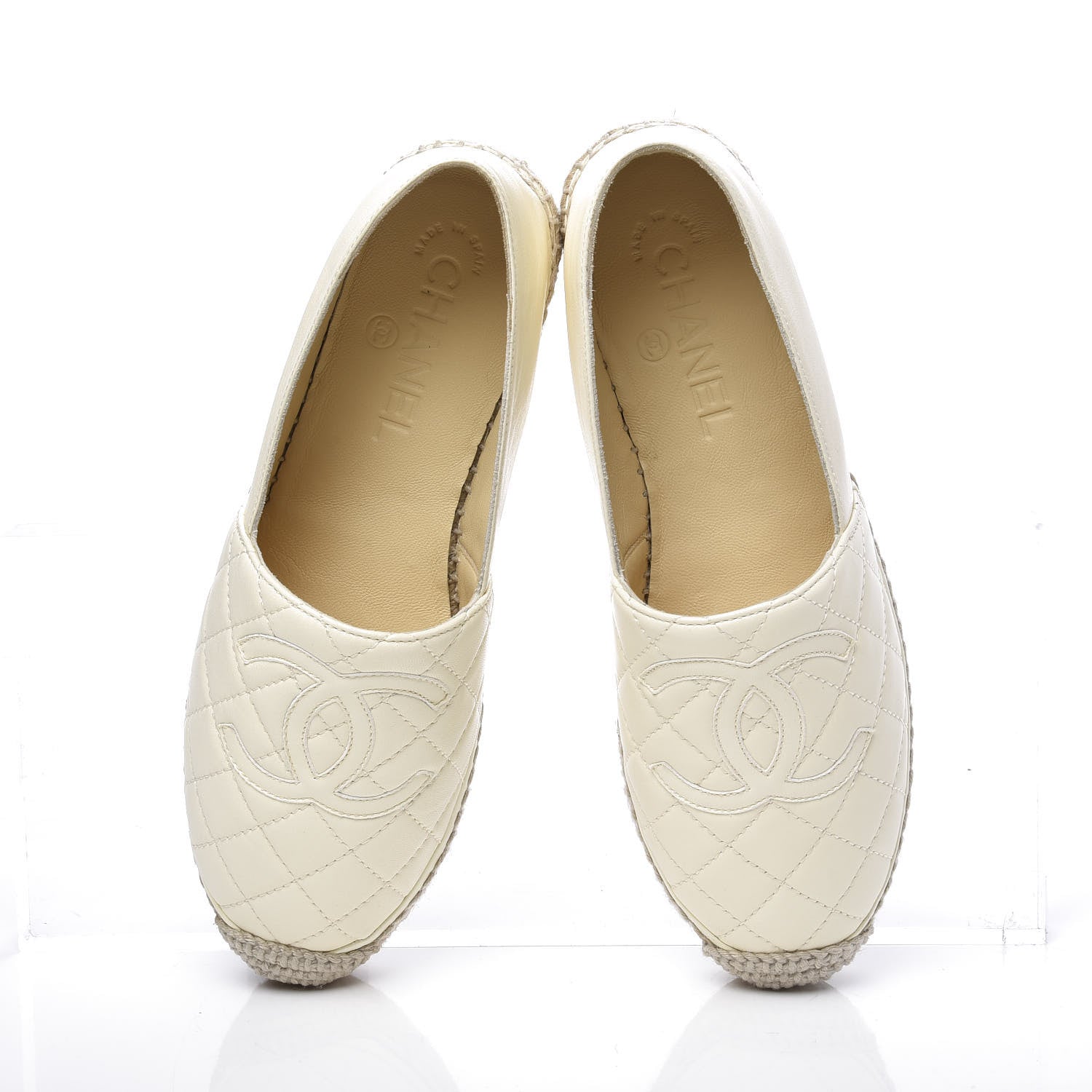 Chanel Lambskin Quilted CC Espadrilles 36 Ivory 5 of 11