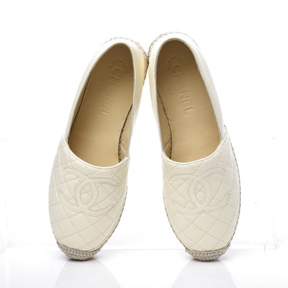 Chanel Lambskin Quilted CC Espadrilles 36 Ivory 5 of 11