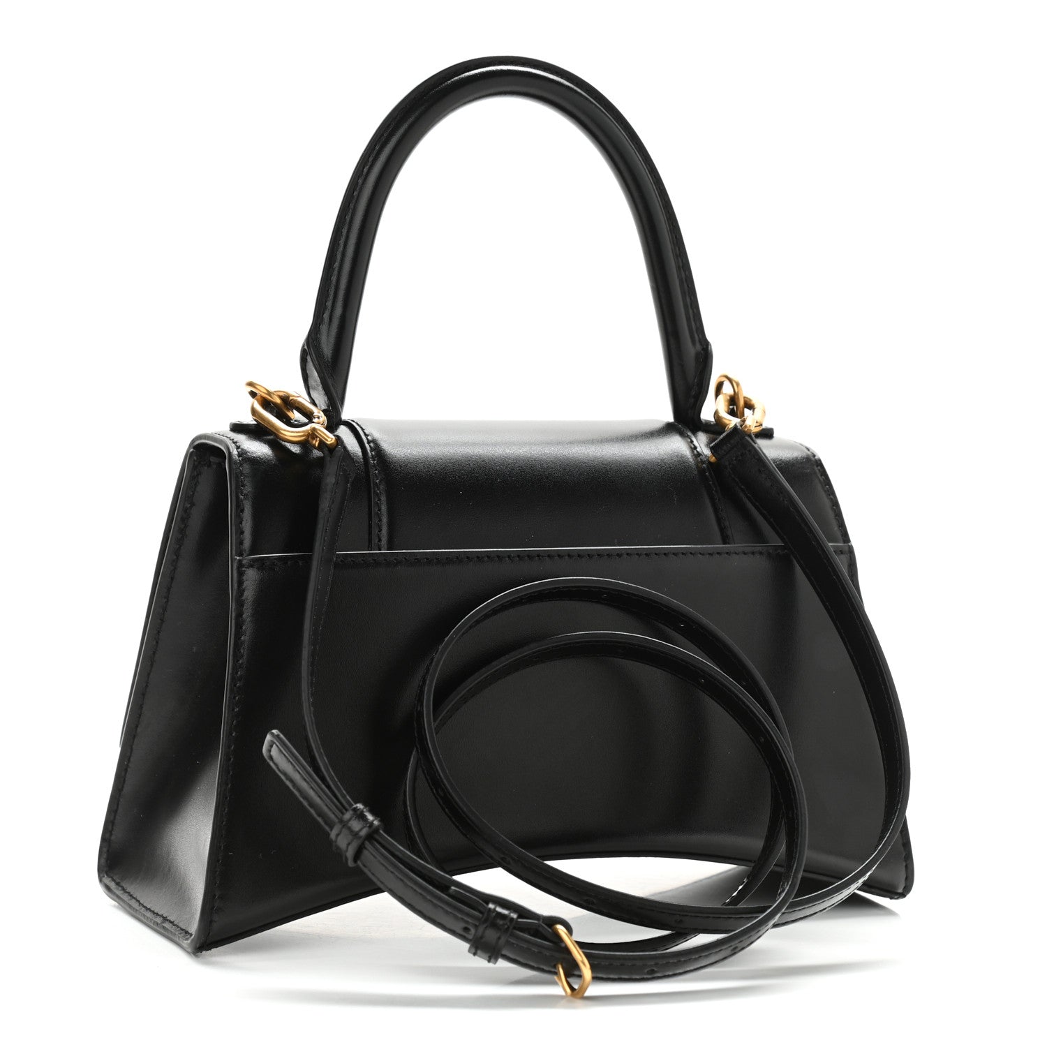 Balenciaga Shiny Box Calfskin Small Hourglass Top Handle Bag Black 3 of 9