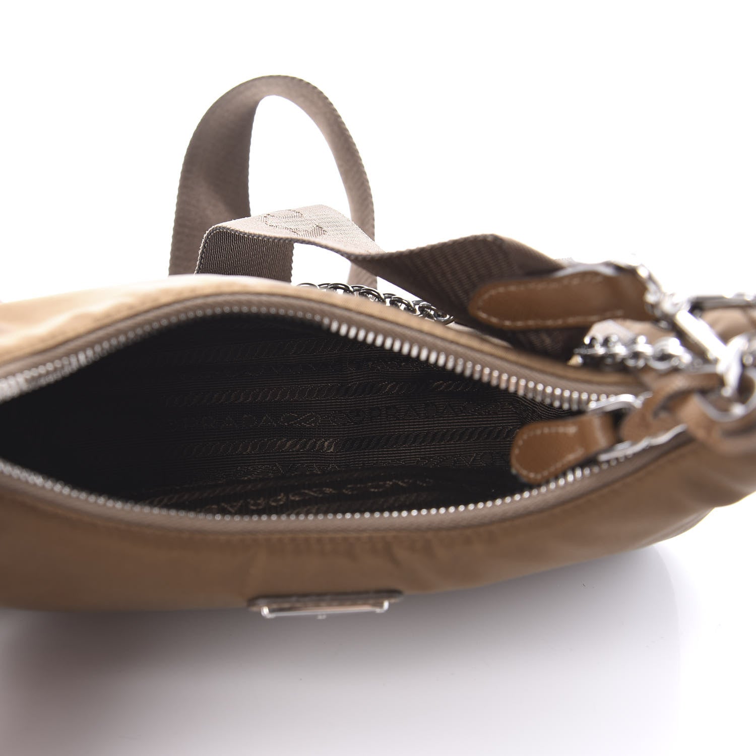 Prada Tessuto Nylon Saffiano Re-Edition 2005 Shoulder Bag Cacao 4 of 9