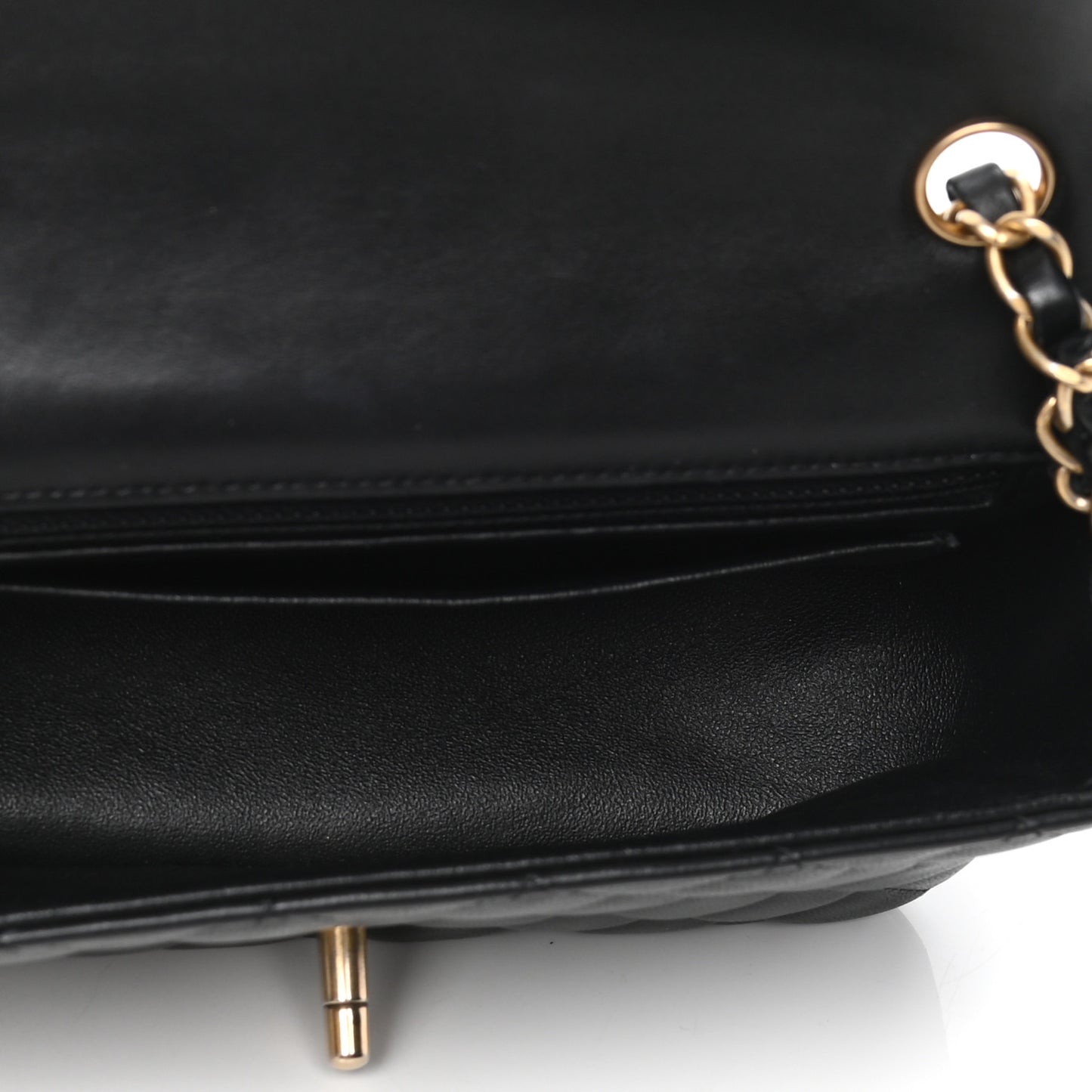 Lambskin Quilted Mini Rectangular Flap Black