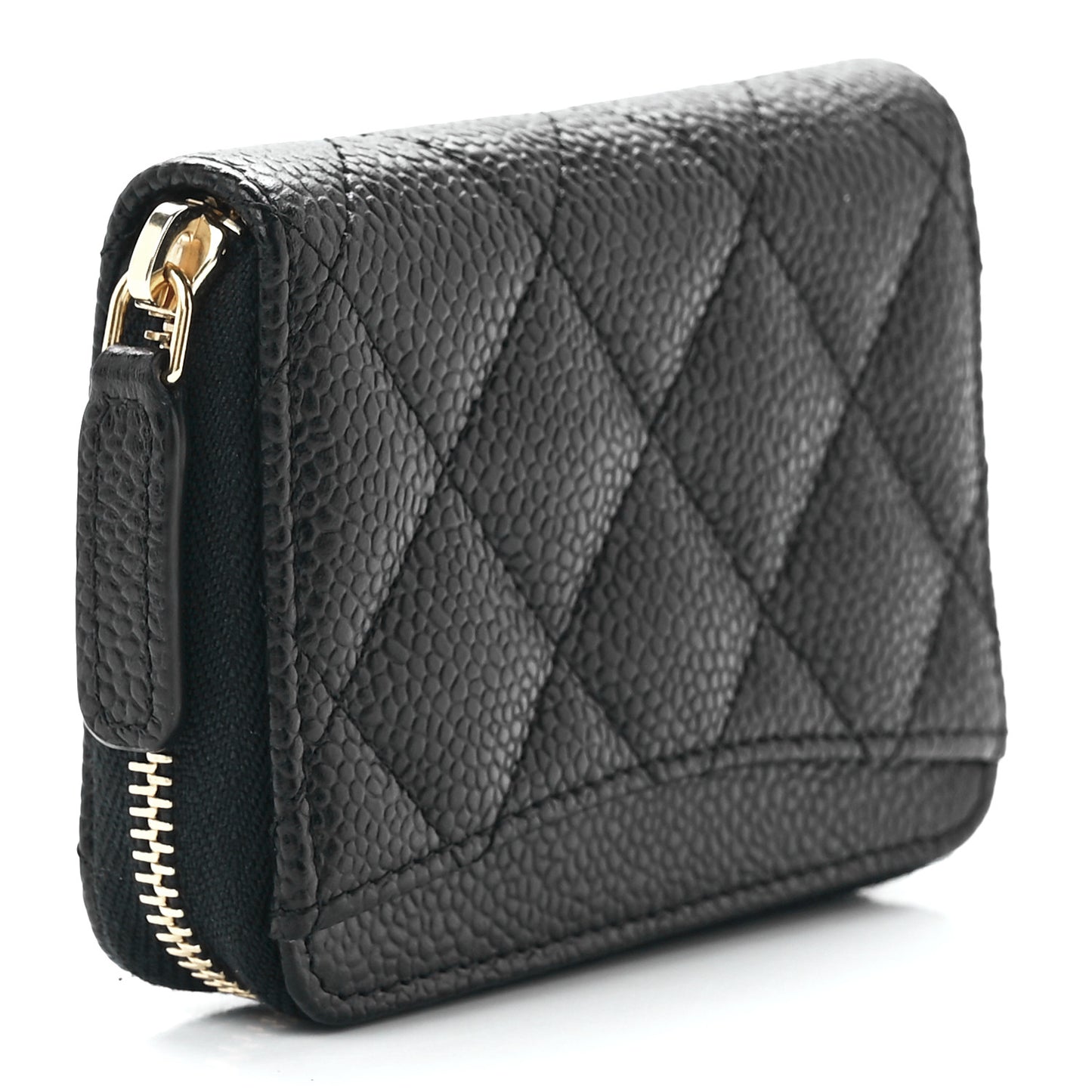 Caviar Quilted Zip Coin Purse Black