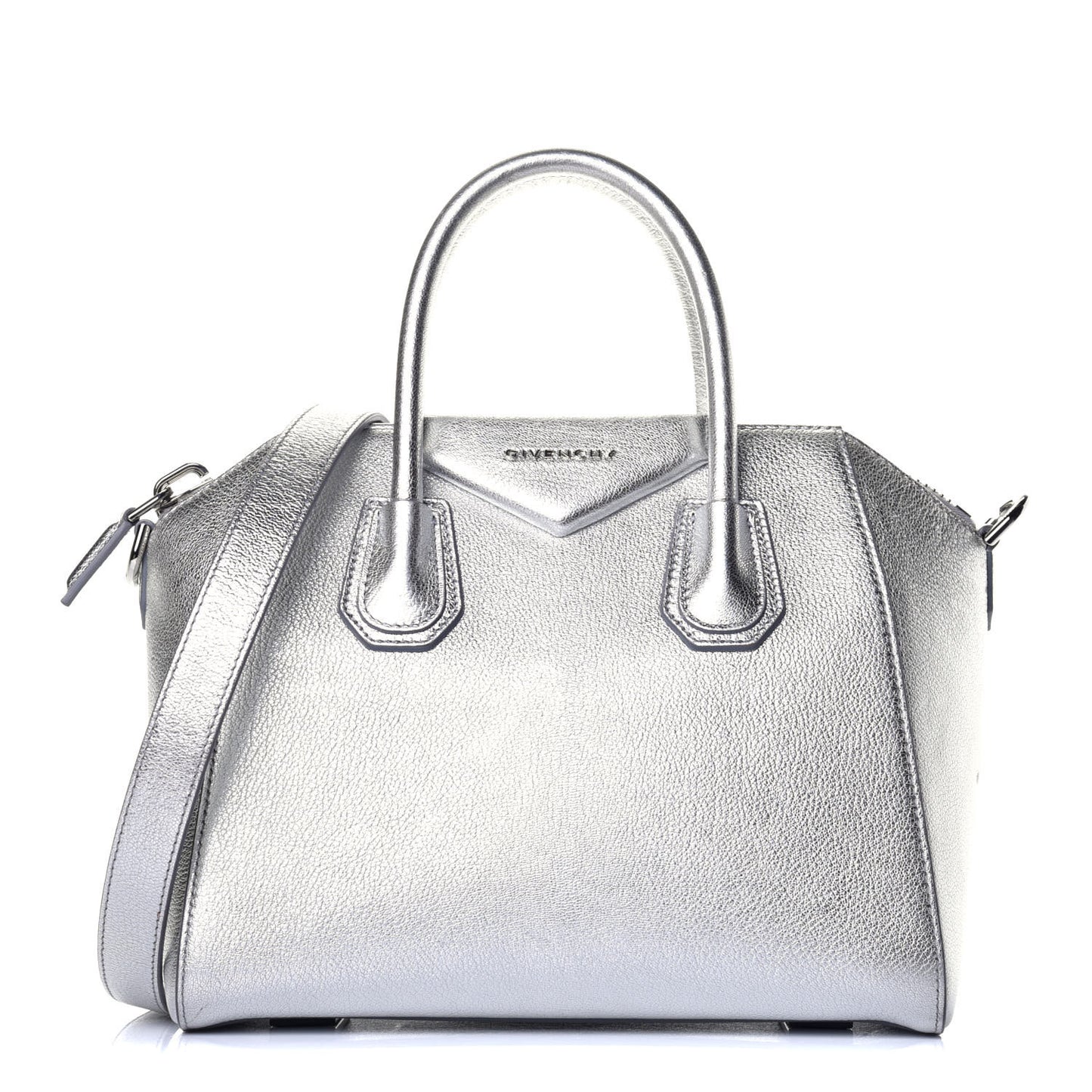 Metallic Sugar Goatskin Small Antigona Silver