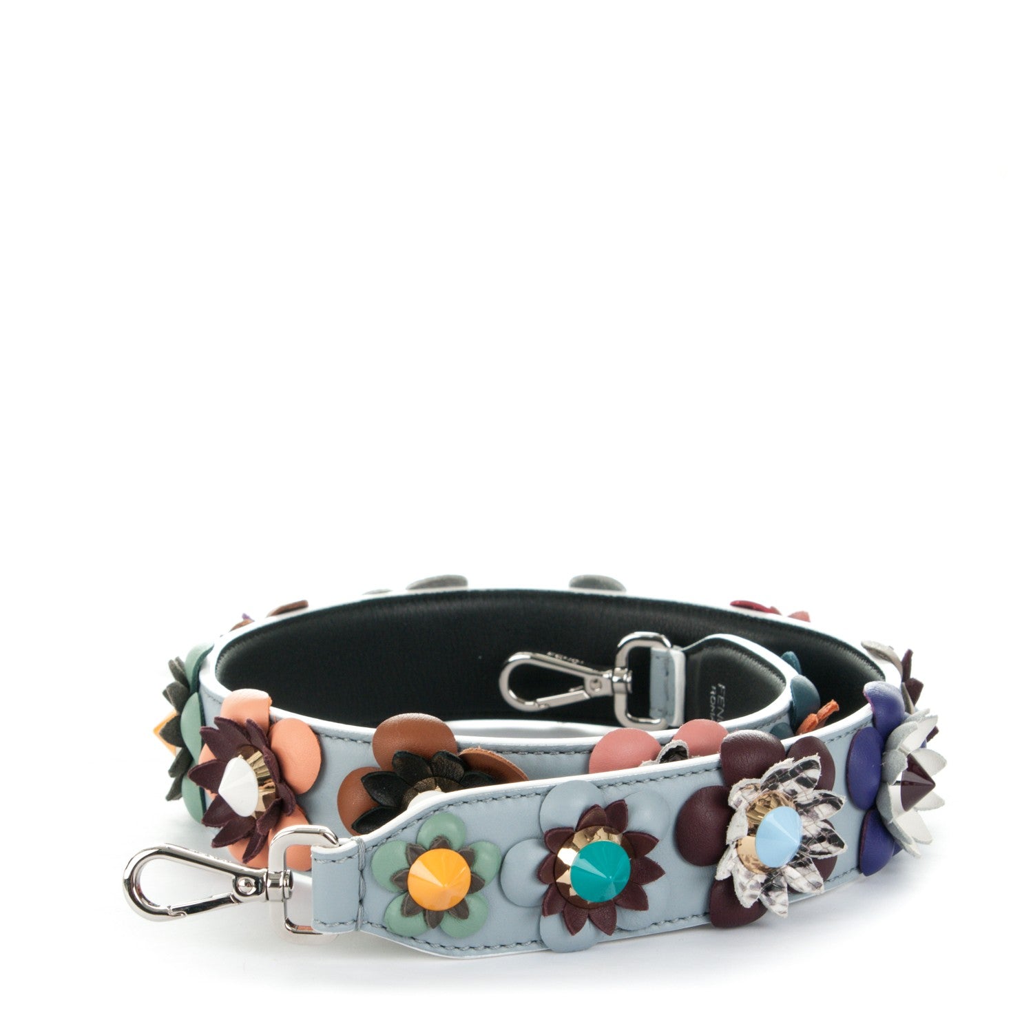 Fendi Vitello Dolce Flowerland Studded Strap You Polvere Black Multicolor 1 of 4