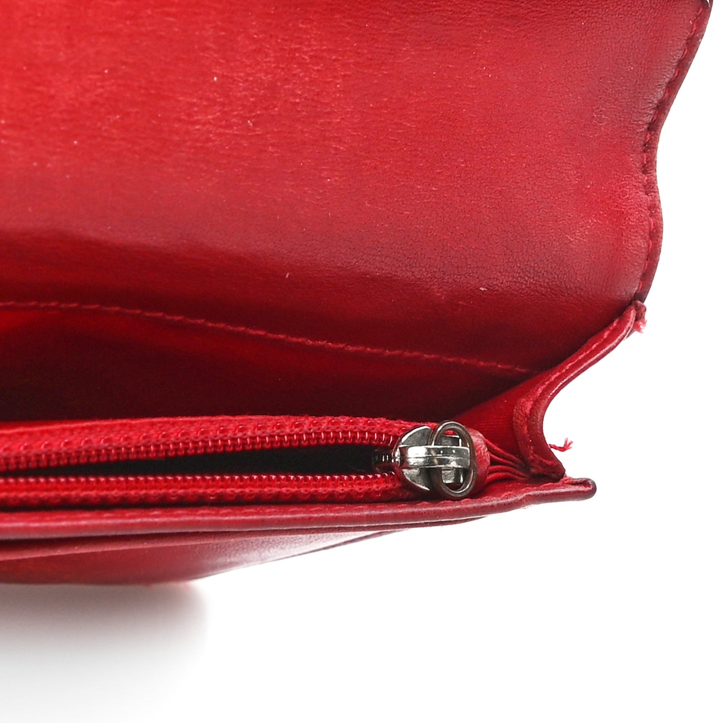 Patent Camellia Embossed Yen Wallet Red