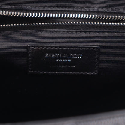 Saint Laurent Grain De Poudre Matelasse Chevron Large Monogram Satchel Black 7 of 11
