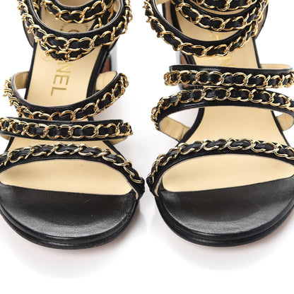 Chanel Lambskin CC Chain Sandals 35 Black 10 of 19
