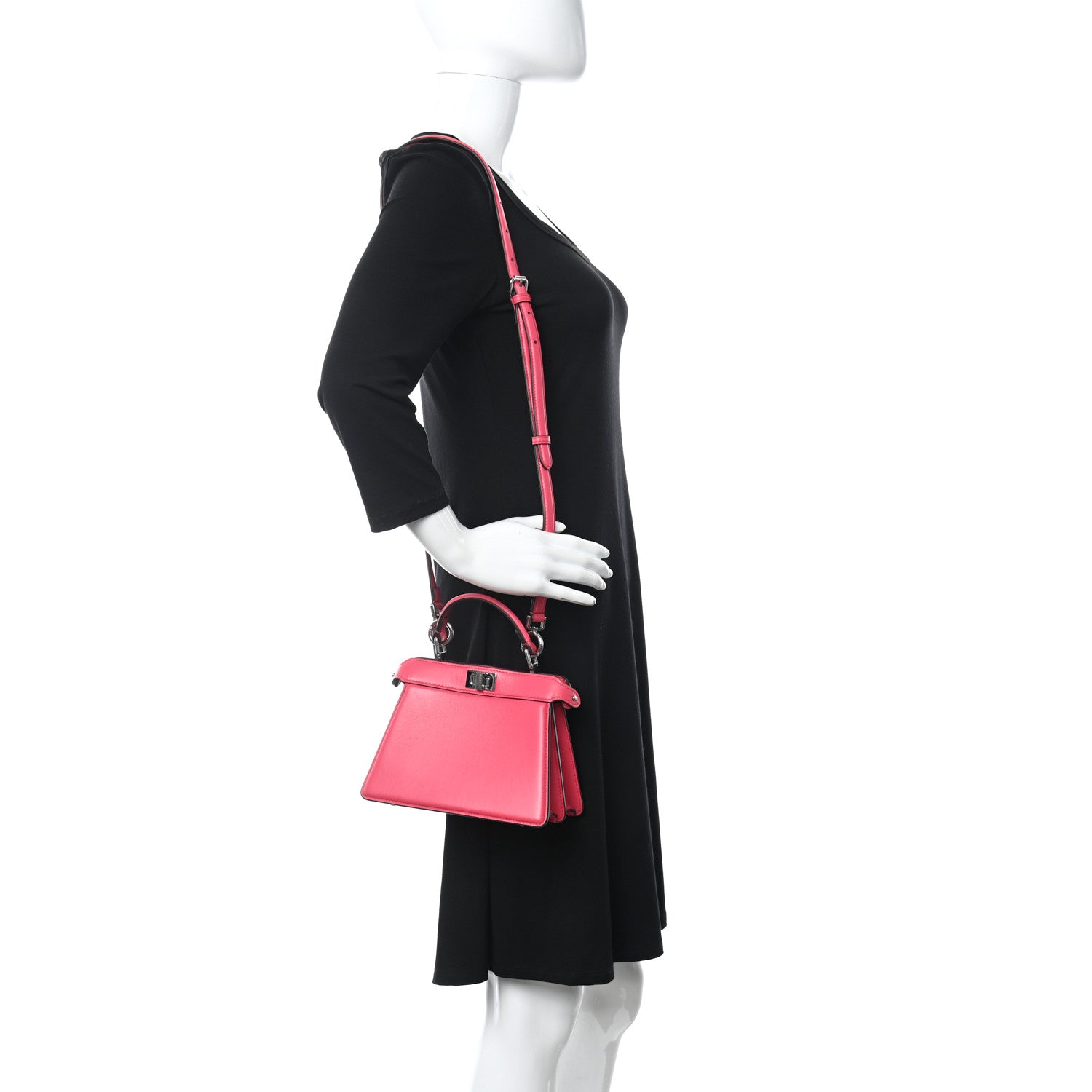 Fendi Shiny Nappa Petite Peekaboo I SEE U Satchel Lampone 2 of 10
