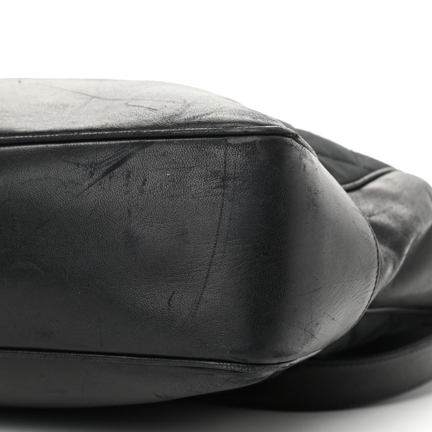 Satin Lambskin Quilted Shopping Tote Black
