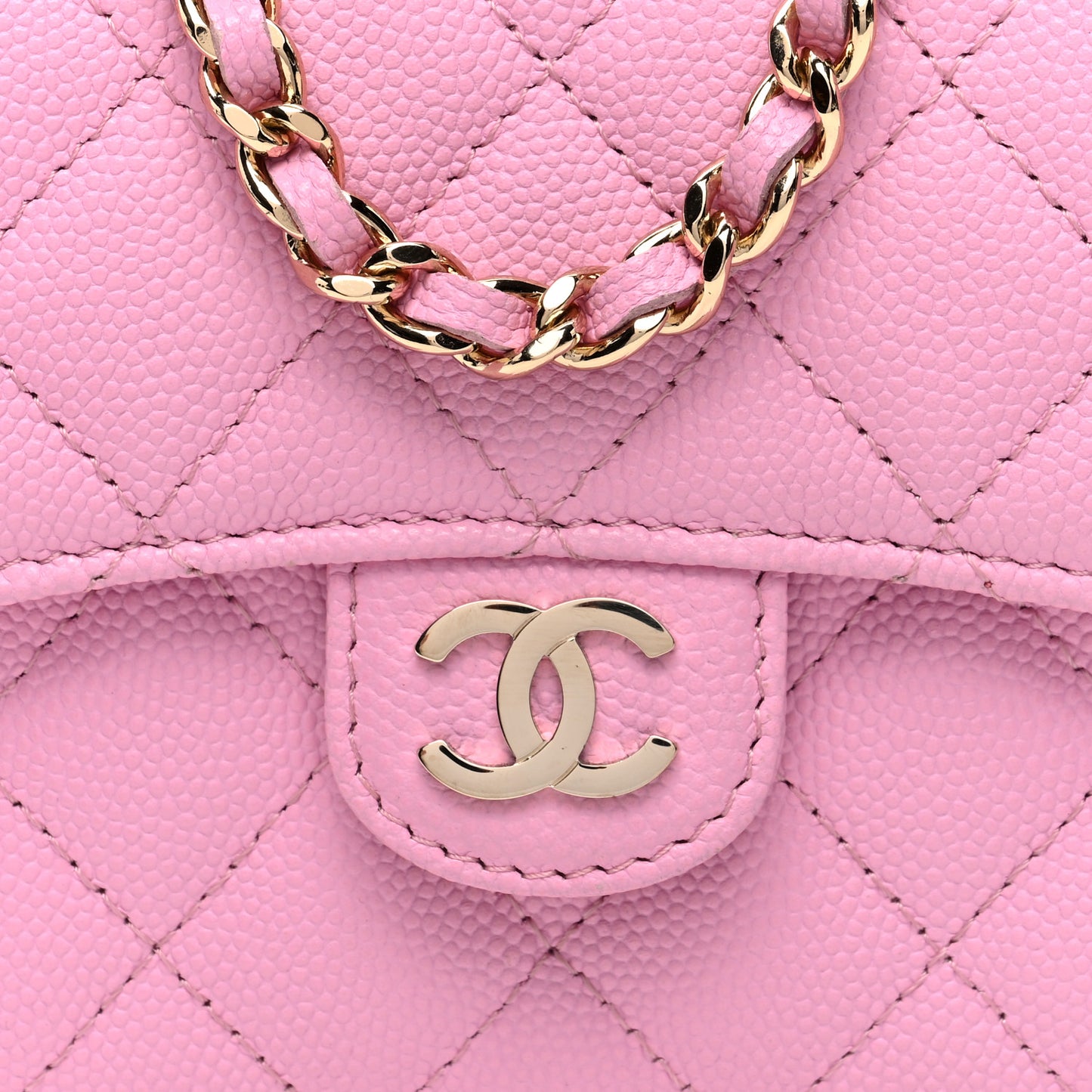 Caviar Quilted Clutch With Chain Bag Pink