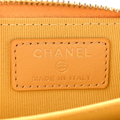 Chanel Metallic Lambskin Quilted Zip Around Coin Purse Wallet Yellow 6 of 8