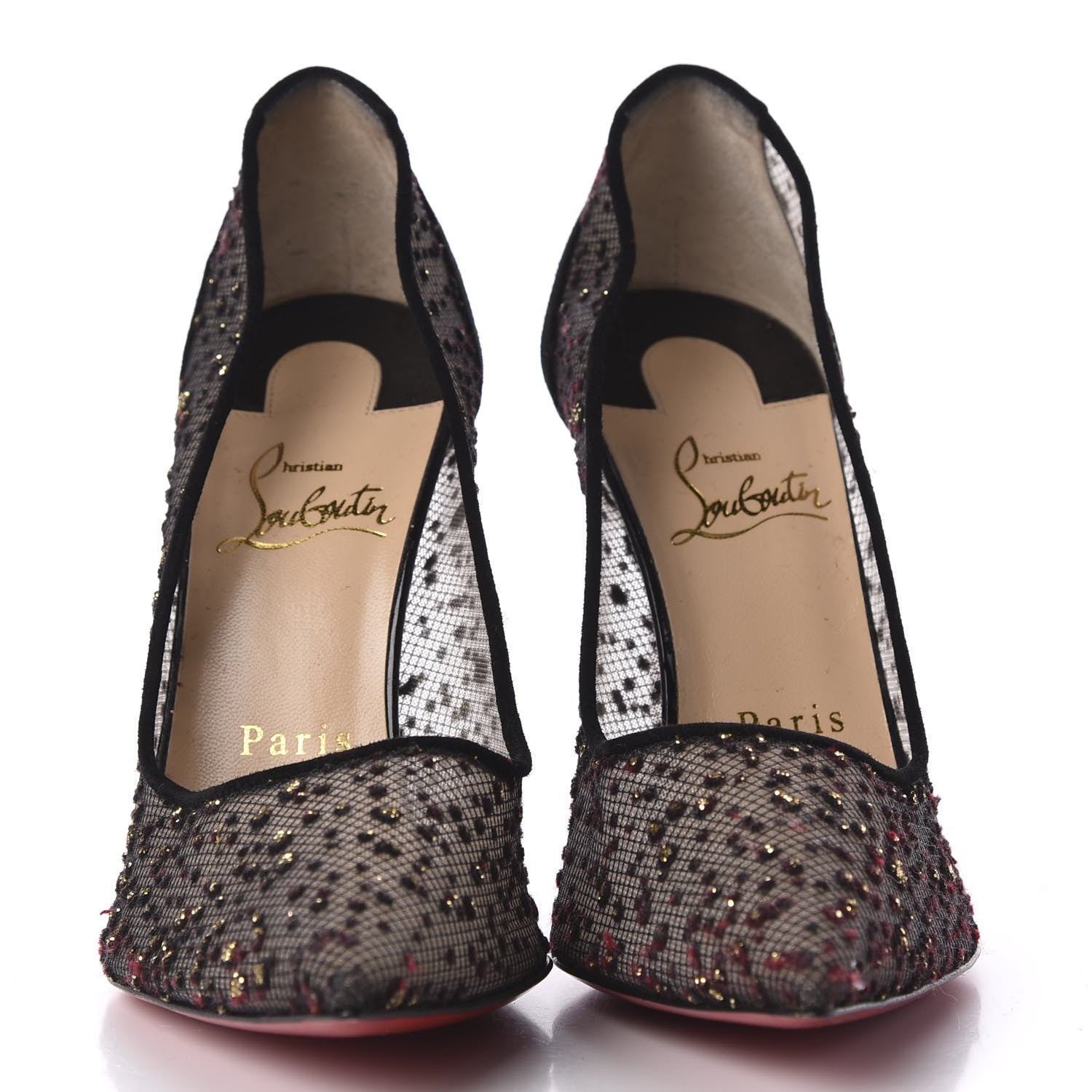 Christian Louboutin Tulle Glitter Follies Lace 100 Pumps 37.5 Black 3 of 9