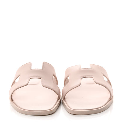 Hermes Box Calfskin Oran Sandals 35.5 Rose Pale 2 of 9