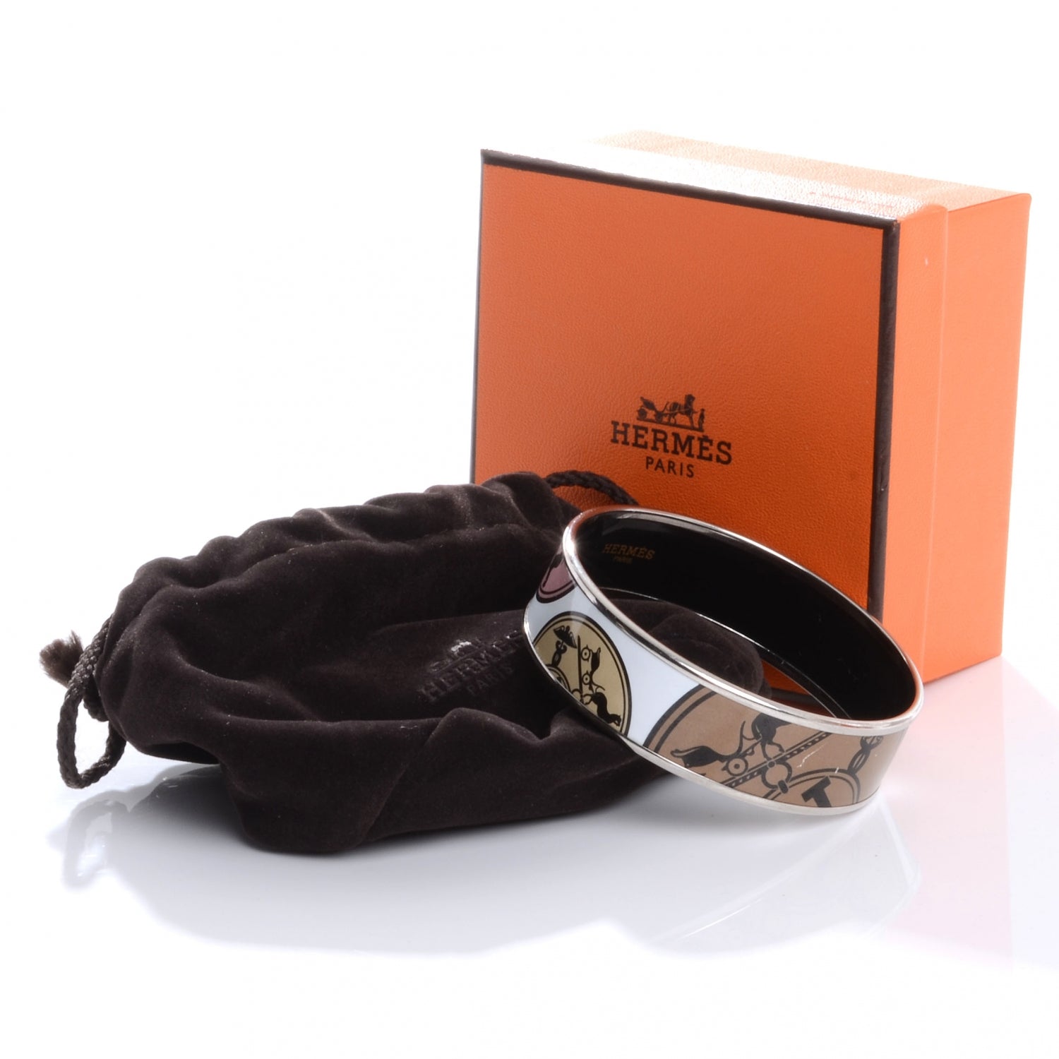Hermes Enamel Printed Ex Libris Wide Bracelet 70 5 of 5