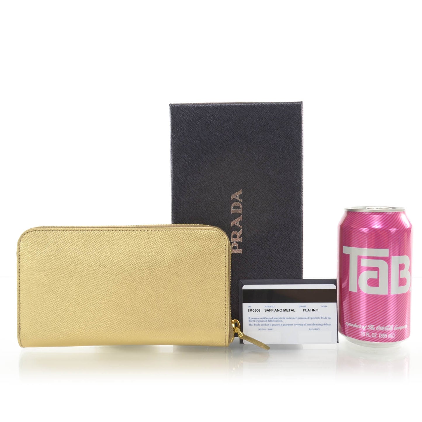 Saffiano Metal Zip Around Wallet Platino