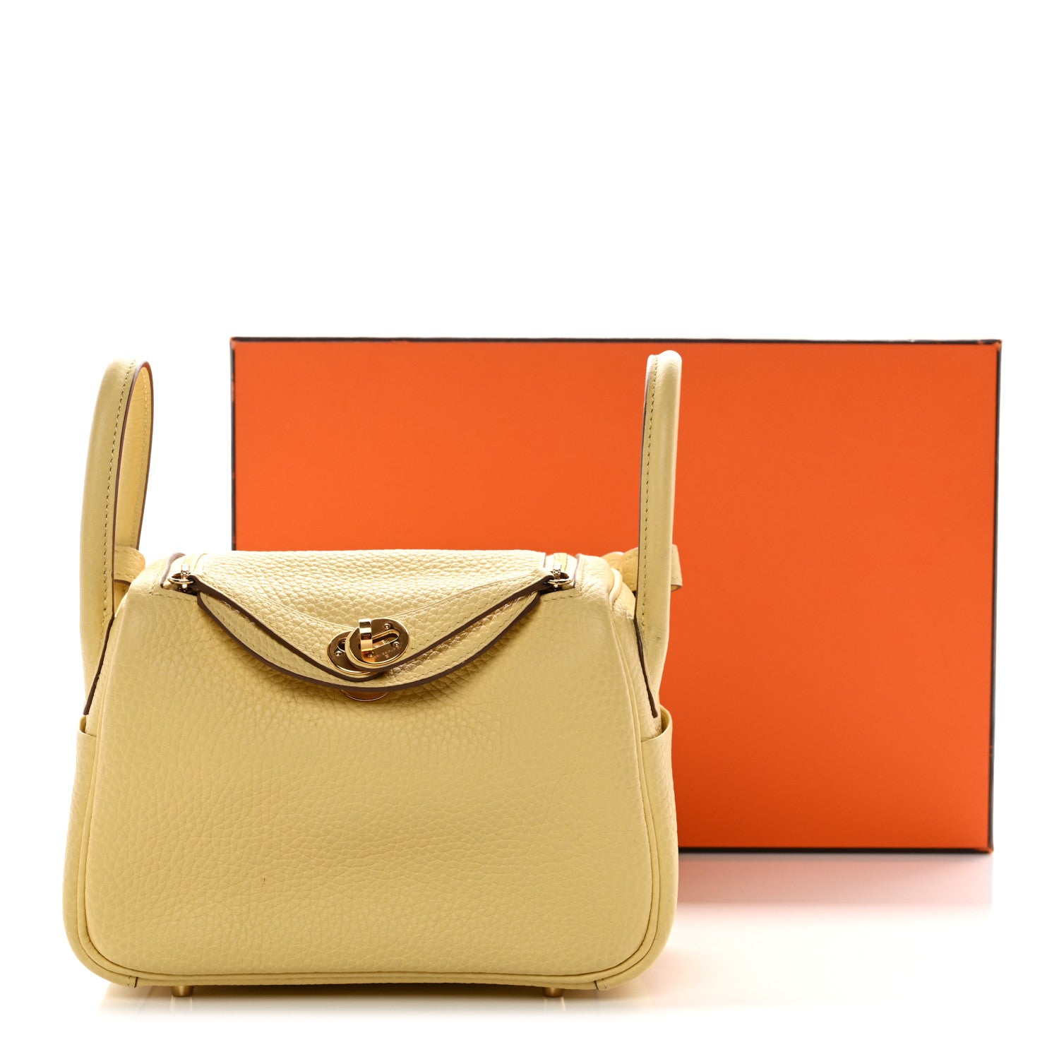 Hermes Taurillon Clemence Verso Mini Lindy 20 Jaune Poussin Craie 11 of 11