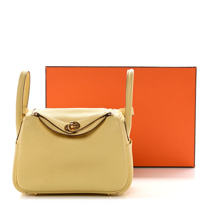 Hermes Taurillon Clemence Verso Mini Lindy 20 Jaune Poussin Craie 11 of 11