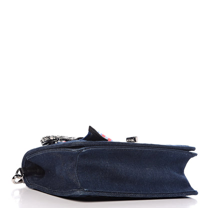 Miu Miu Denim Matelasse Crystal Embellished Shoulder Bag Blue Rosso 4 of 10